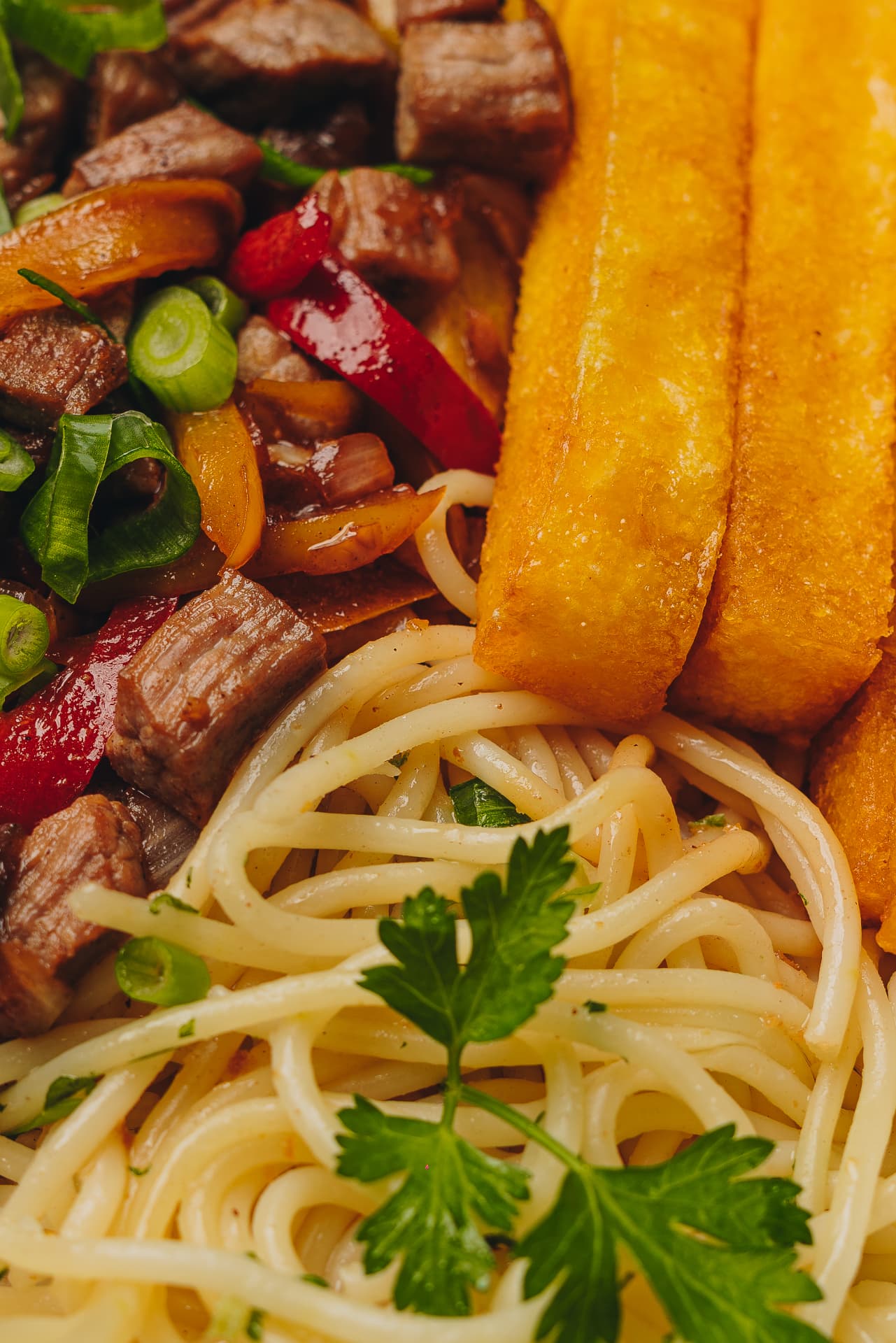 Refeição preparada pela Integra com massa, legumes e carne
